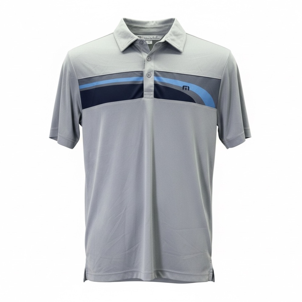 Travis Matthew Par 4 Golf Stripes Polo Shirt Men’s S Gray Performance Comfy 2582